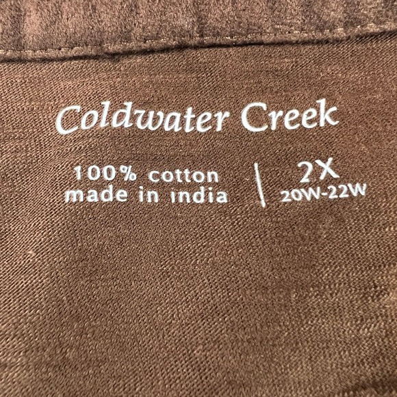 Coldwater Creek 2X Brown Embellished Tee Shirt Cotton Plus Size - Picture 4 of 12